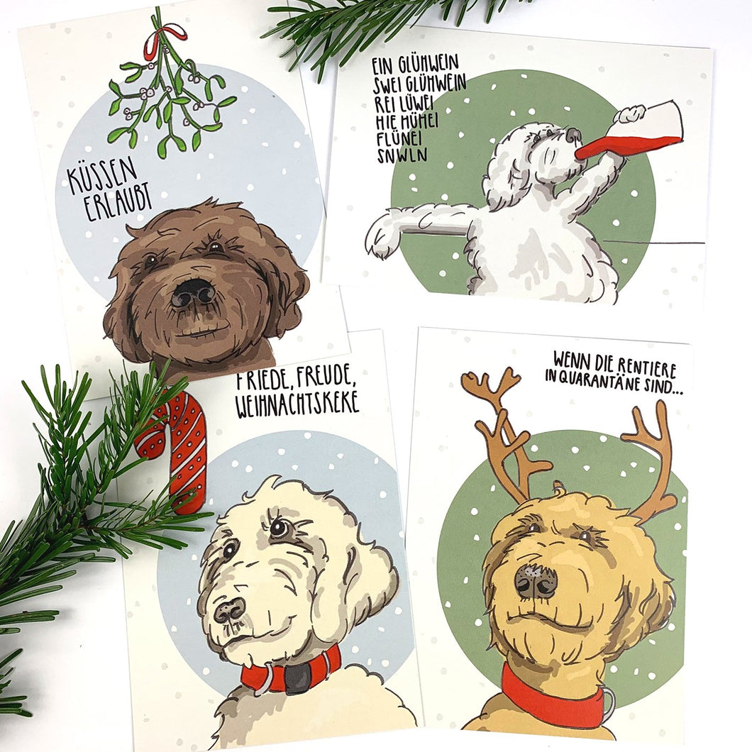 Weihnachtskarte / Postkarte - 4er Set - emma und hugo