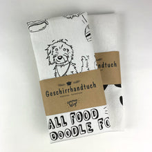 Laden Sie das Bild in den Galerie-Viewer, Geschirrtuch aus Halbleinen &quot;All Food is Doodle Food&quot; - emma und hugo