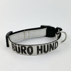 Personalisiertes Hundehalsband aus Segeltuch mit Wunsch Aufdruck / Wunsch Namen - emma und hugo